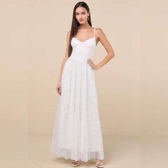 Lulus Dresses & Skirts - NWT Lulus White Lace Bustier Corset Maxi Dress Size Large